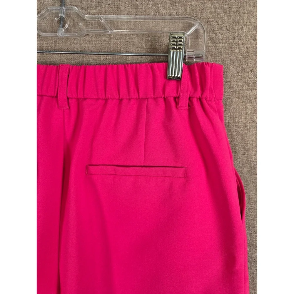 Love Tree Hot Pink Pleated High Waist Shorts Womens Large 6892PH Elastic Back